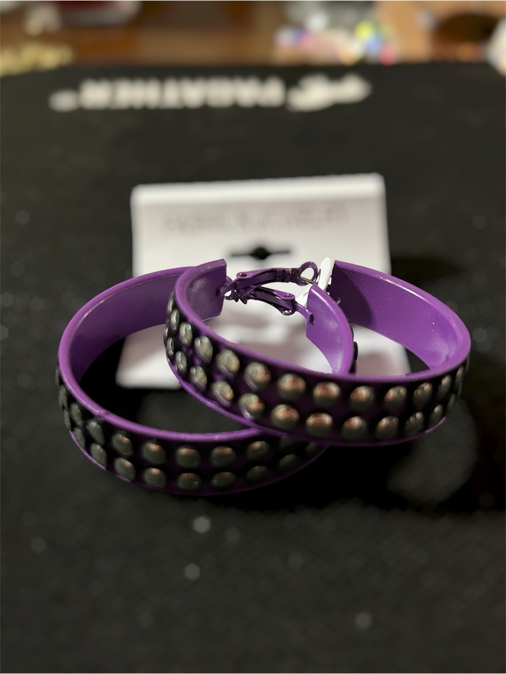 purple punk-style hoop earrings Y2K, EMO, GRUNGE